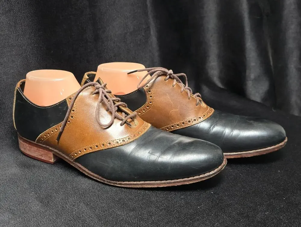 Cole Haan Black & Brown Leather Brogue Oxford Dress Shoes